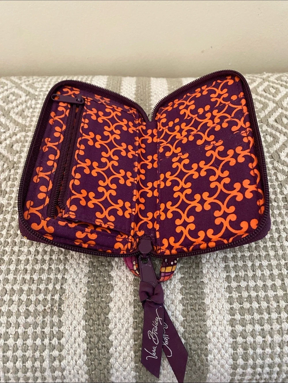 Vera Bradley Zip Around Wallet Wristlet Safari Sunset Purple Orange